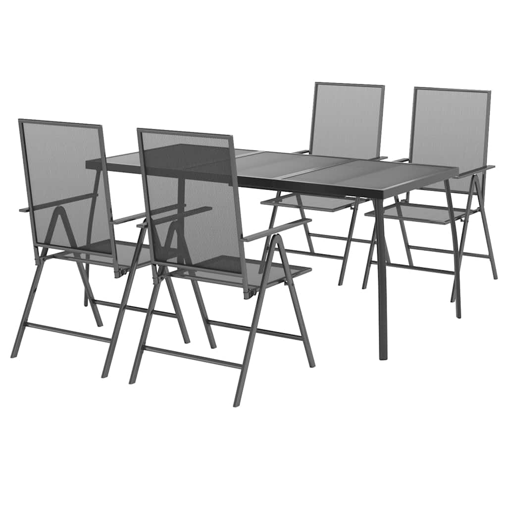 5 Piece Garden Dining Set Anthracite Steel 165 cm table length 4