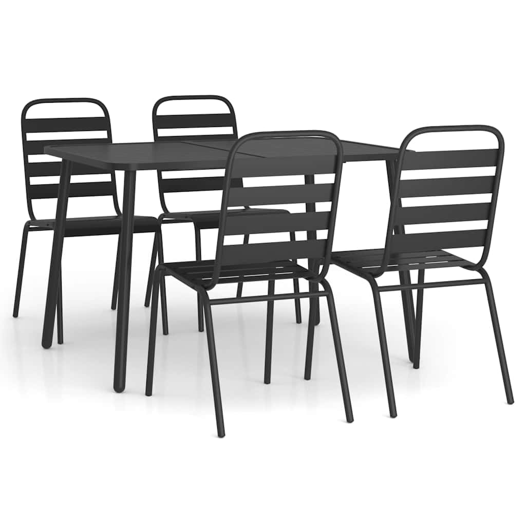 vidaXL 5 Piece Garden Dining Set Anthracite Steel 2