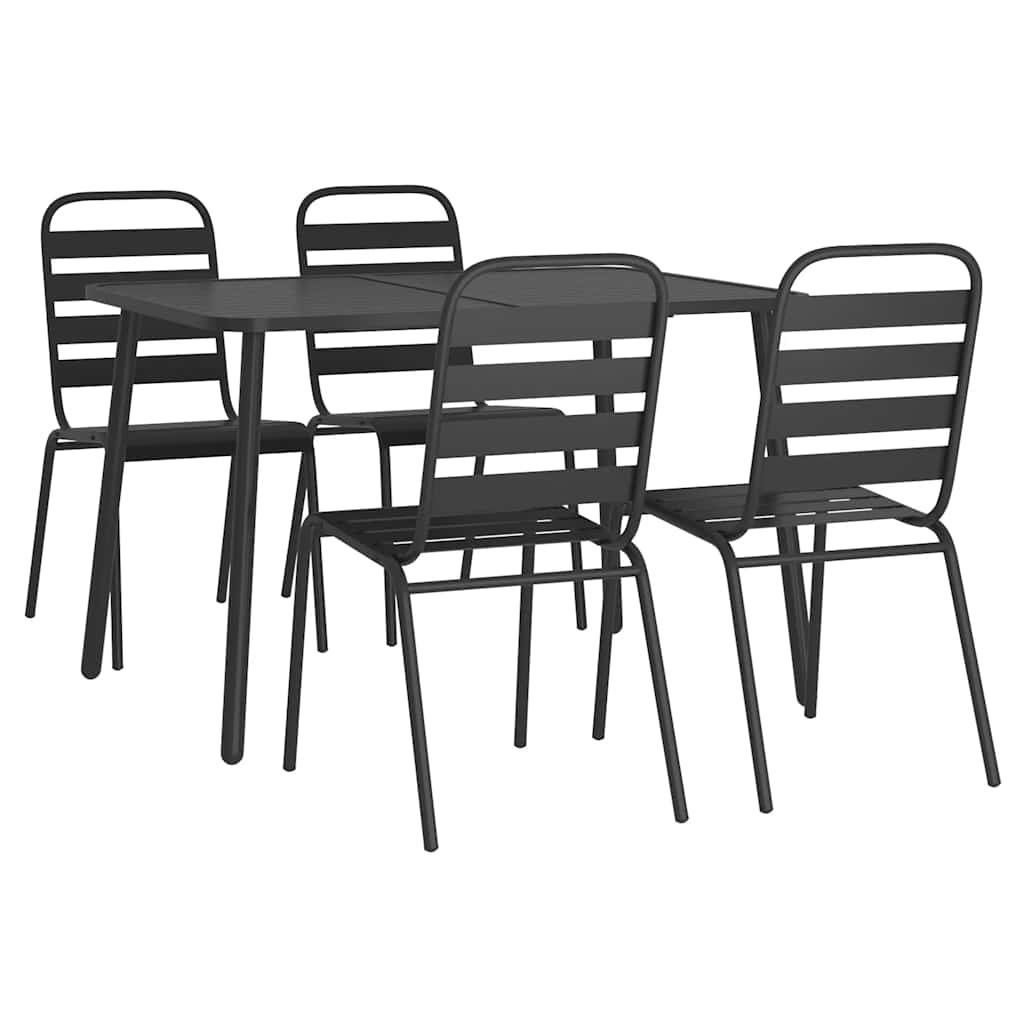 vidaXL 5 Piece Garden Dining Set Anthracite Steel 3