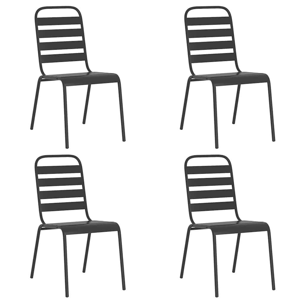 vidaXL 5 Piece Garden Dining Set Anthracite Steel 4