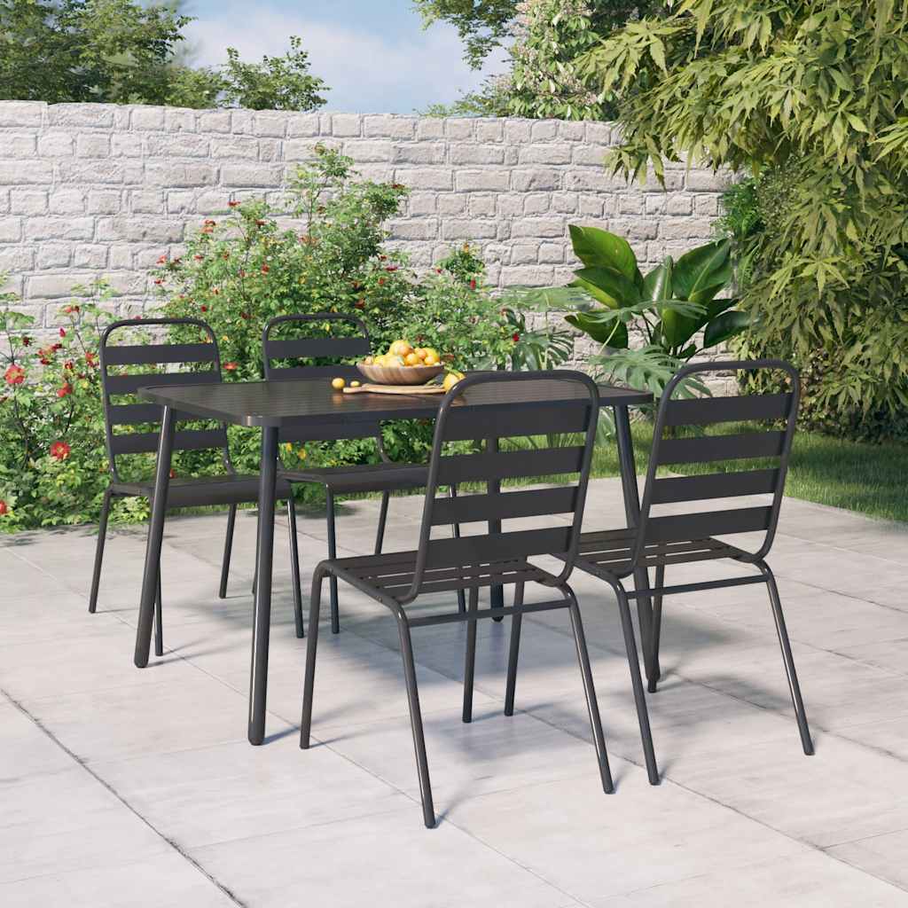 vidaXL 5 Piece Garden Dining Set Anthracite Steel 1