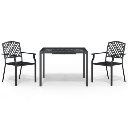 vidaXL 3 Piece Garden Dining Set Anthracite Steel 2