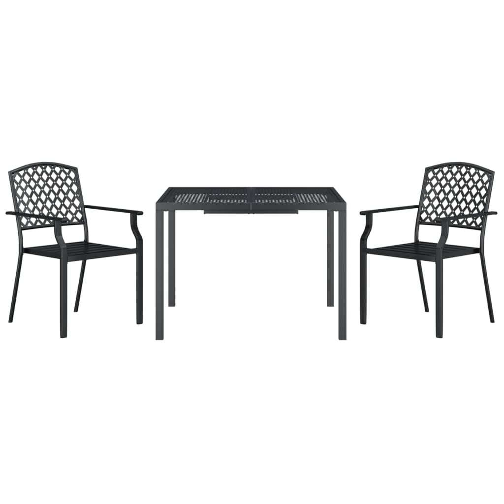vidaXL 3 Piece Garden Dining Set Anthracite Steel 3