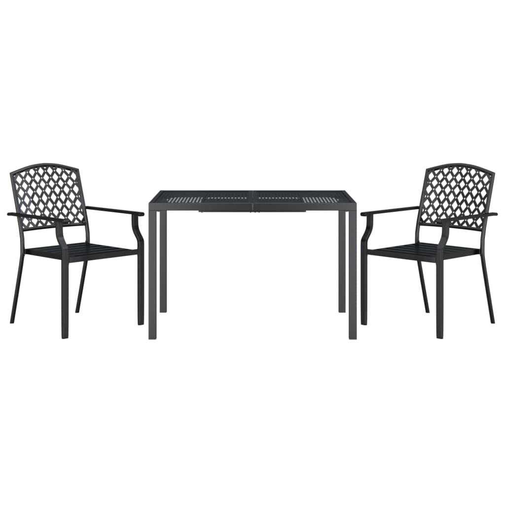 vidaXL 3 Piece Garden Dining Set Anthracite Steel 3