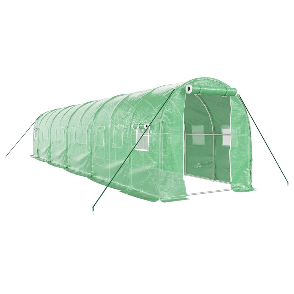 vidaXL Greenhouse with Steel Frame Green 20 m² 10x2x2 m 2