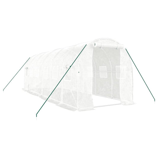 vidaXL Greenhouse with Steel Frame White 12 m² 6x2x2 m 2