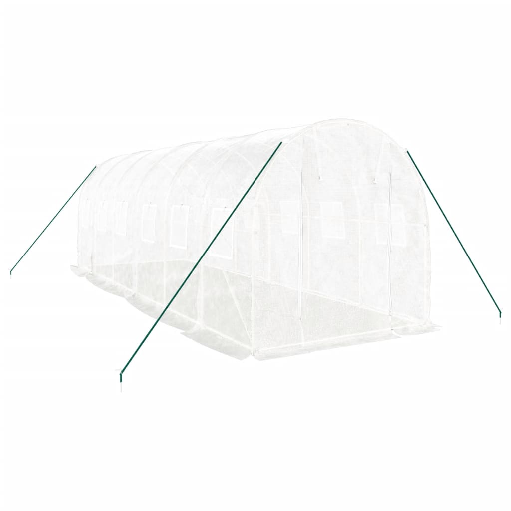 vidaXL Greenhouse with Steel Frame White 12 m² 6x2x2 m 3