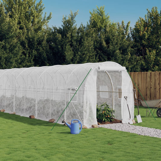 vidaXL Greenhouse with Steel Frame White 12 m² 6x2x2 m 1