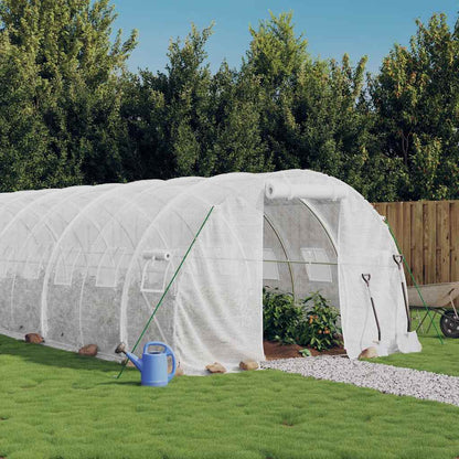 vidaXL Greenhouse with Steel Frame White 24 m² 8x3x2 m 1