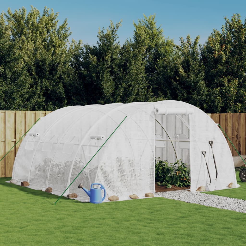 vidaXL Greenhouse with Steel Frame White 16 m² 4x4x2 m 1