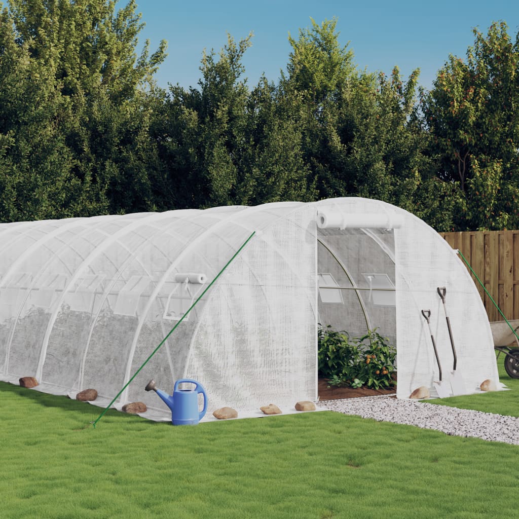 vidaXL Greenhouse with Steel Frame White 24 m² 6x4x2 m 1