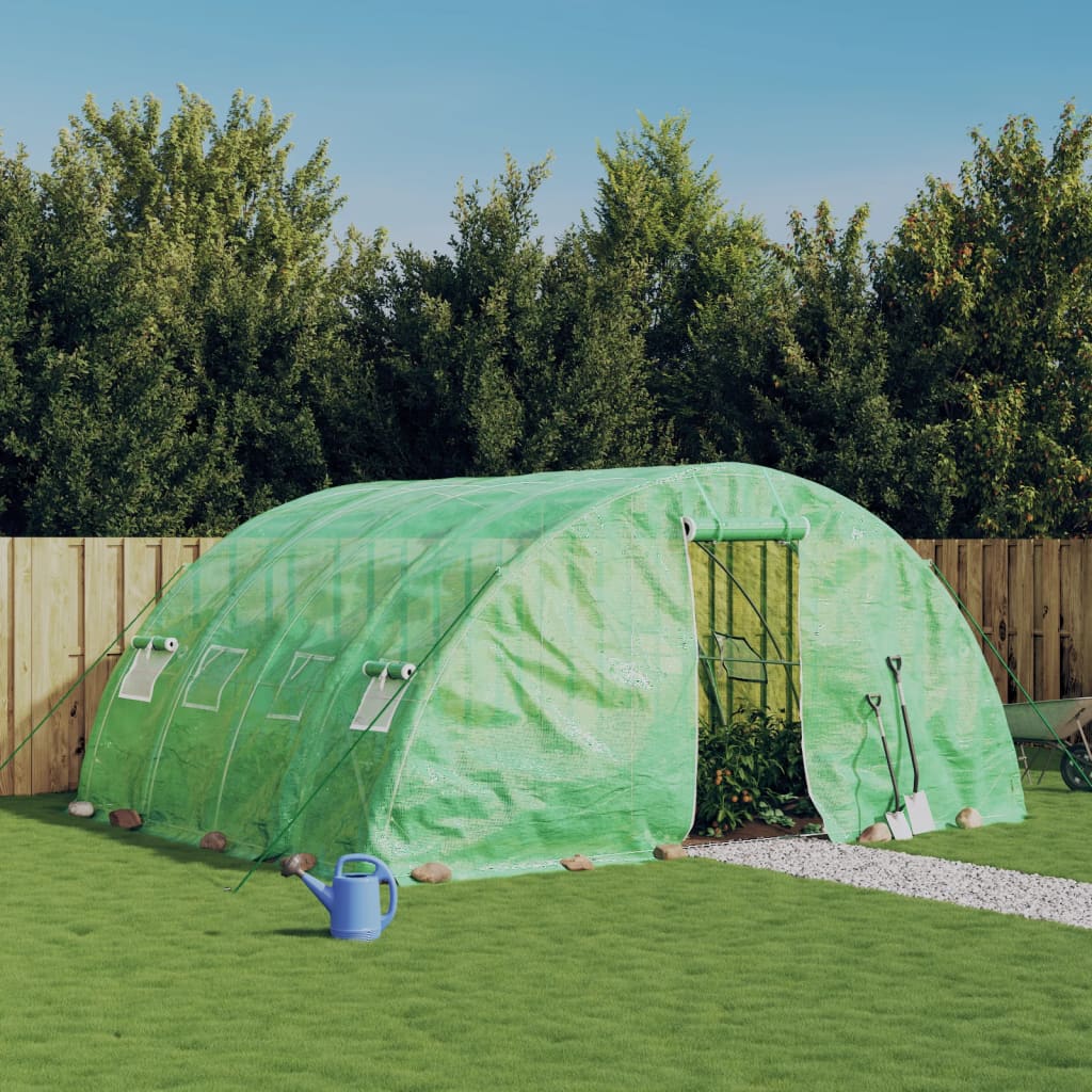 vidaXL Greenhouse with Steel Frame Green 20 m² 5x4x2.3 m 1