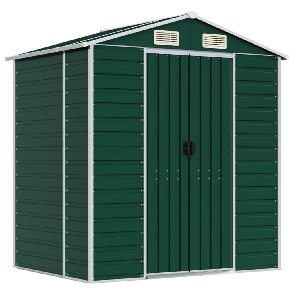 vidaXL Garden Shed | Green | Galvanised Steel | 191 x 130 x 198 cm | Garden Shed 2