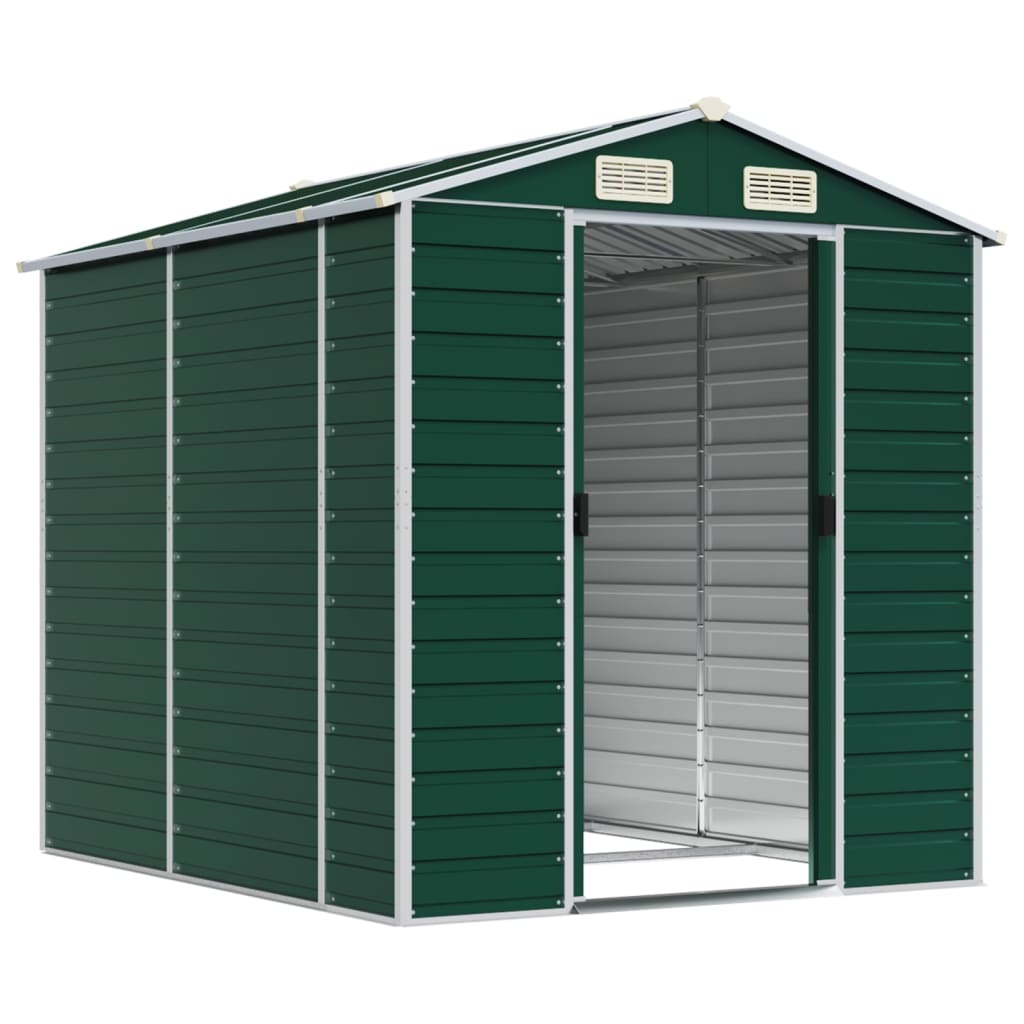 vidaXL Garden Shed Green 191x215x198 cm Galvanised Steel 3