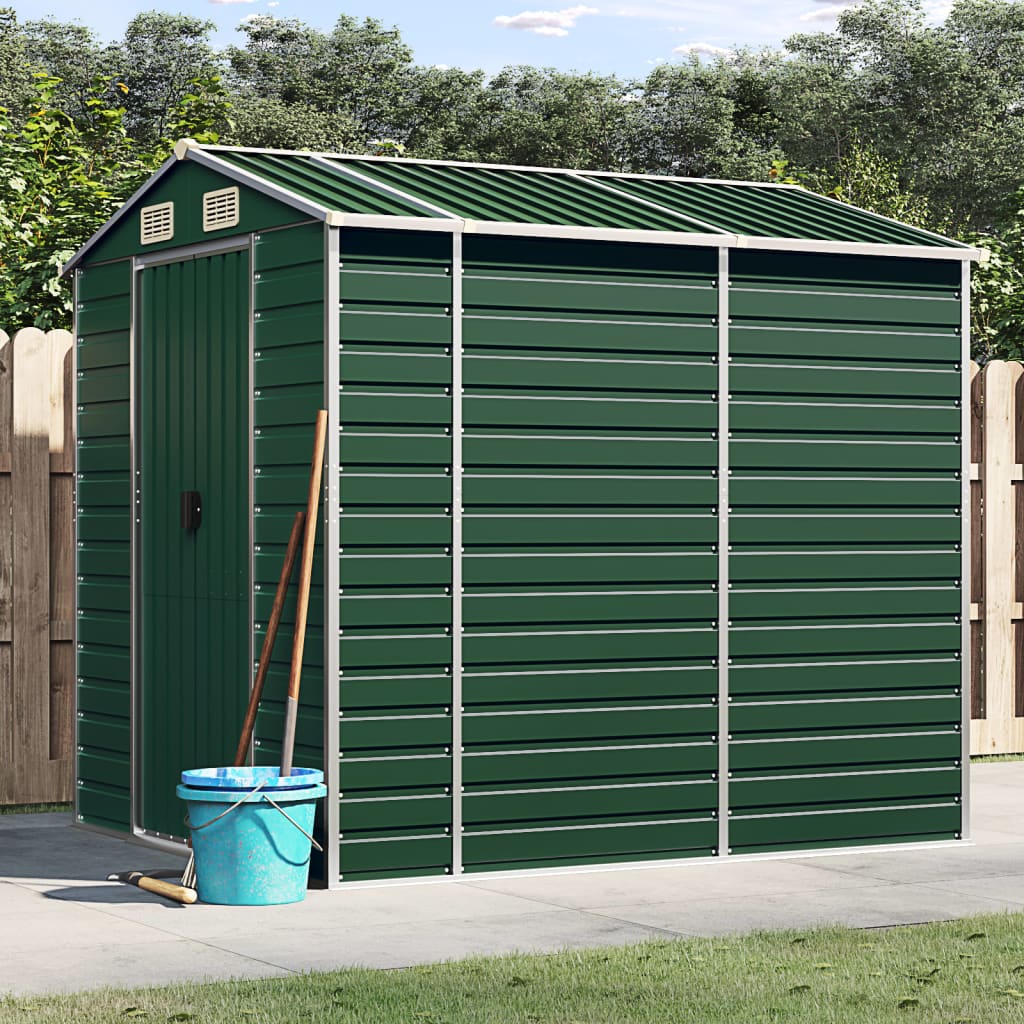 vidaXL Garden Shed Green 191x215x198 cm Galvanised Steel 1
