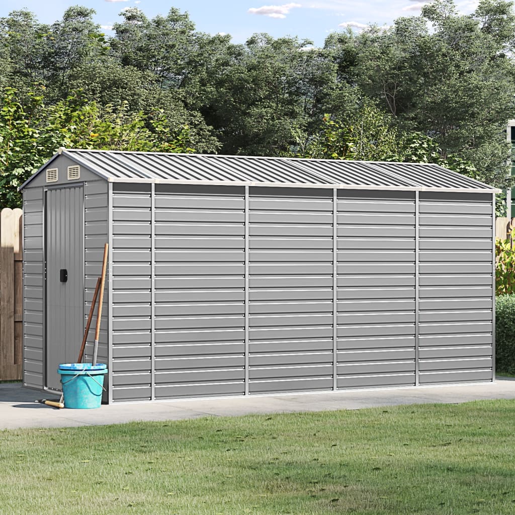 Garden Shed Galvanised Steel Light Grey 191 x 385 x 198 cm