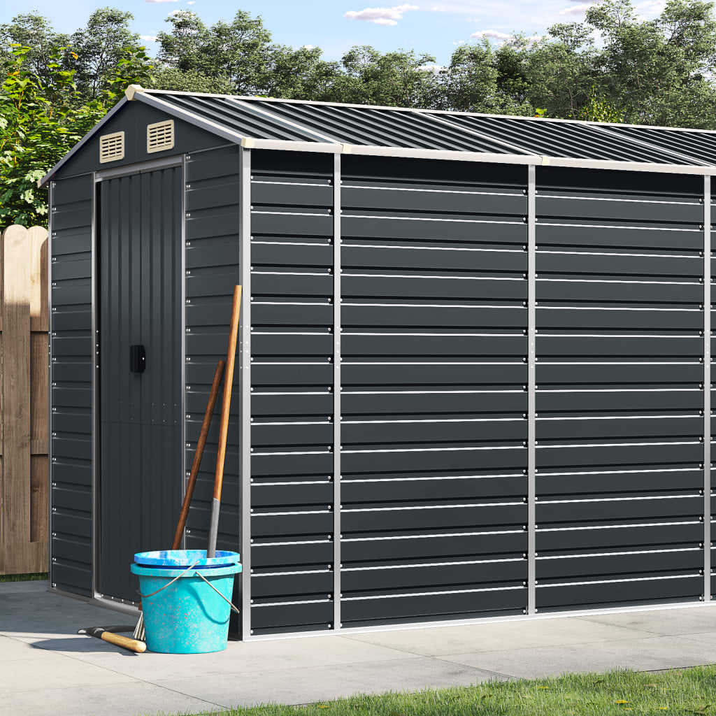 vidaXL Garden Shed Galvanised Steel Anthracite