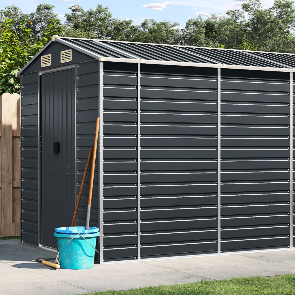 vidaXL Garden Shed Galvanised Steel Anthracite