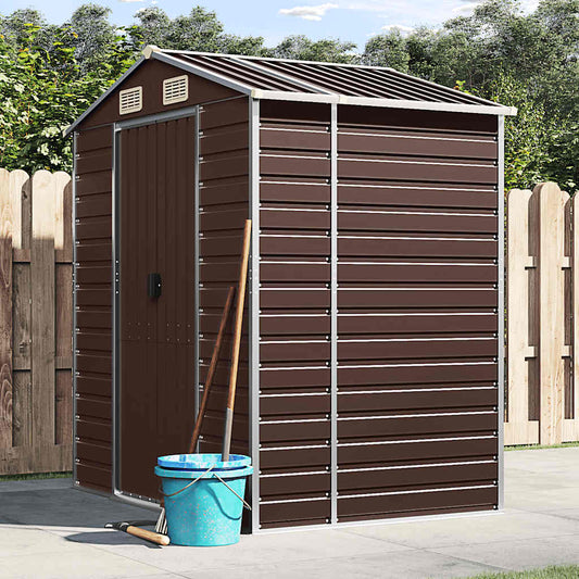 Garden Shed Galvanised Steel Brown 191 x 130 x 198 cm