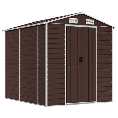 vidaXL Garden Shed Brown 191x215x198 cm Galvanised Steel 2