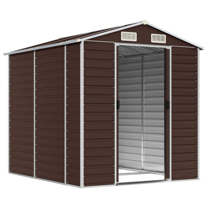 vidaXL Garden Shed Brown 191x215x198 cm Galvanised Steel 3
