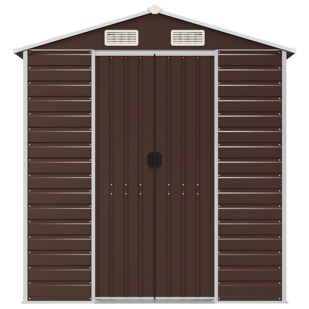 vidaXL Garden Shed Brown 191x215x198 cm Galvanised Steel 4