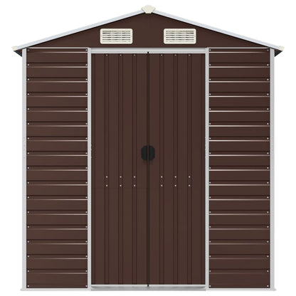 vidaXL Garden Shed Brown 191x215x198 cm Galvanised Steel 4