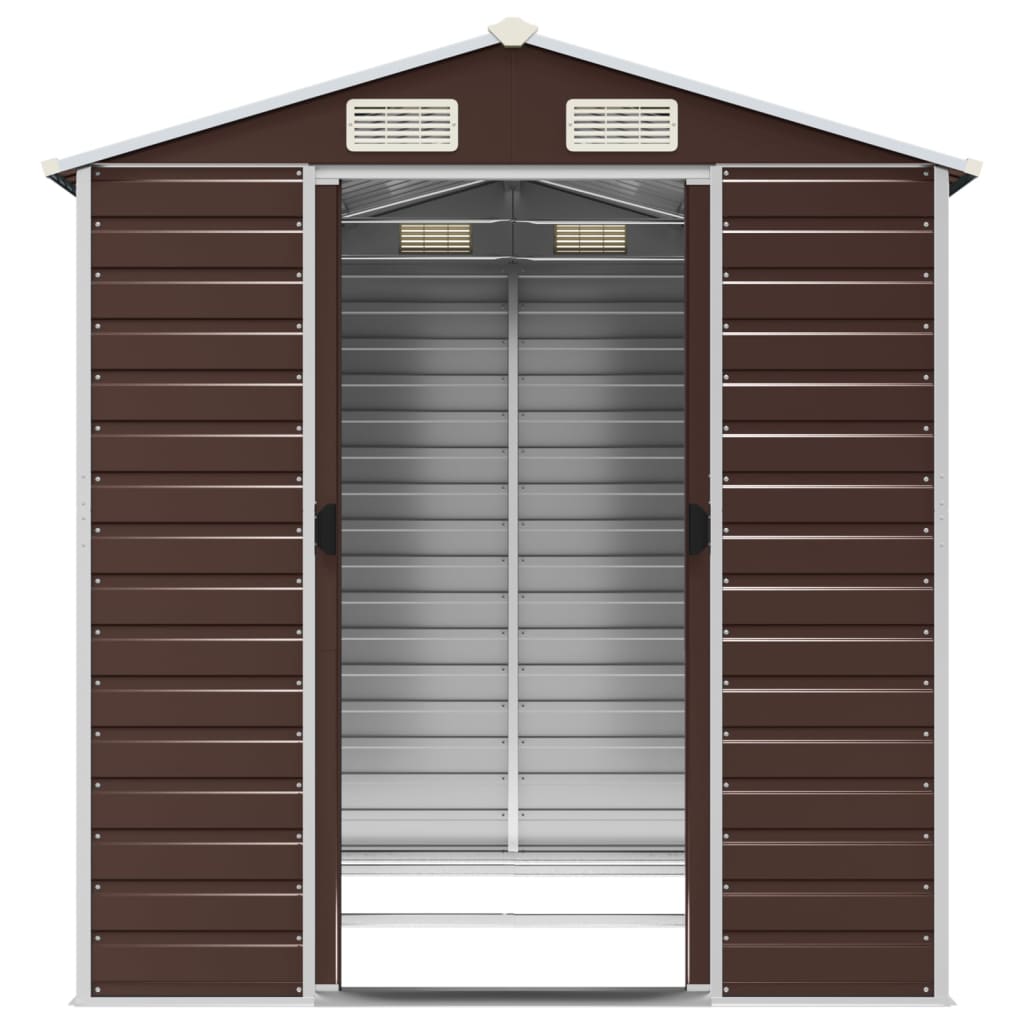 vidaXL Garden Shed Brown 191x215x198 cm Galvanised Steel 5