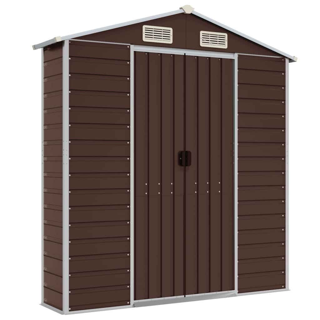Garden Shed Galvanised Steel Brown 191 x 215 x 198 cm