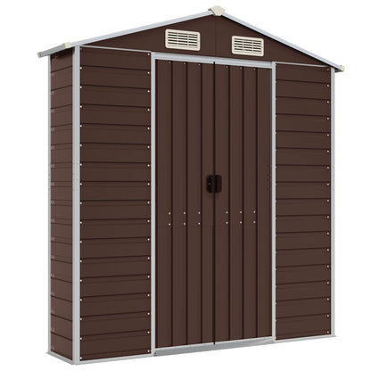 Garden Shed Galvanised Steel Brown 191 x 215 x 198 cm