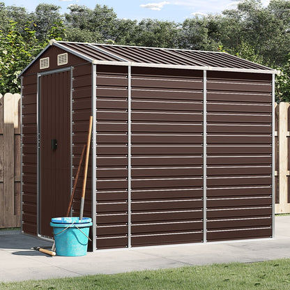vidaXL Garden Shed Brown 191x215x198 cm Galvanised Steel 1