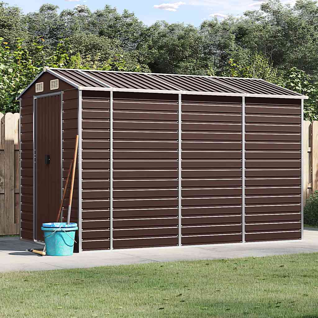 Garden Shed Galvanised Steel Brown 191 x 300 x 198 cm