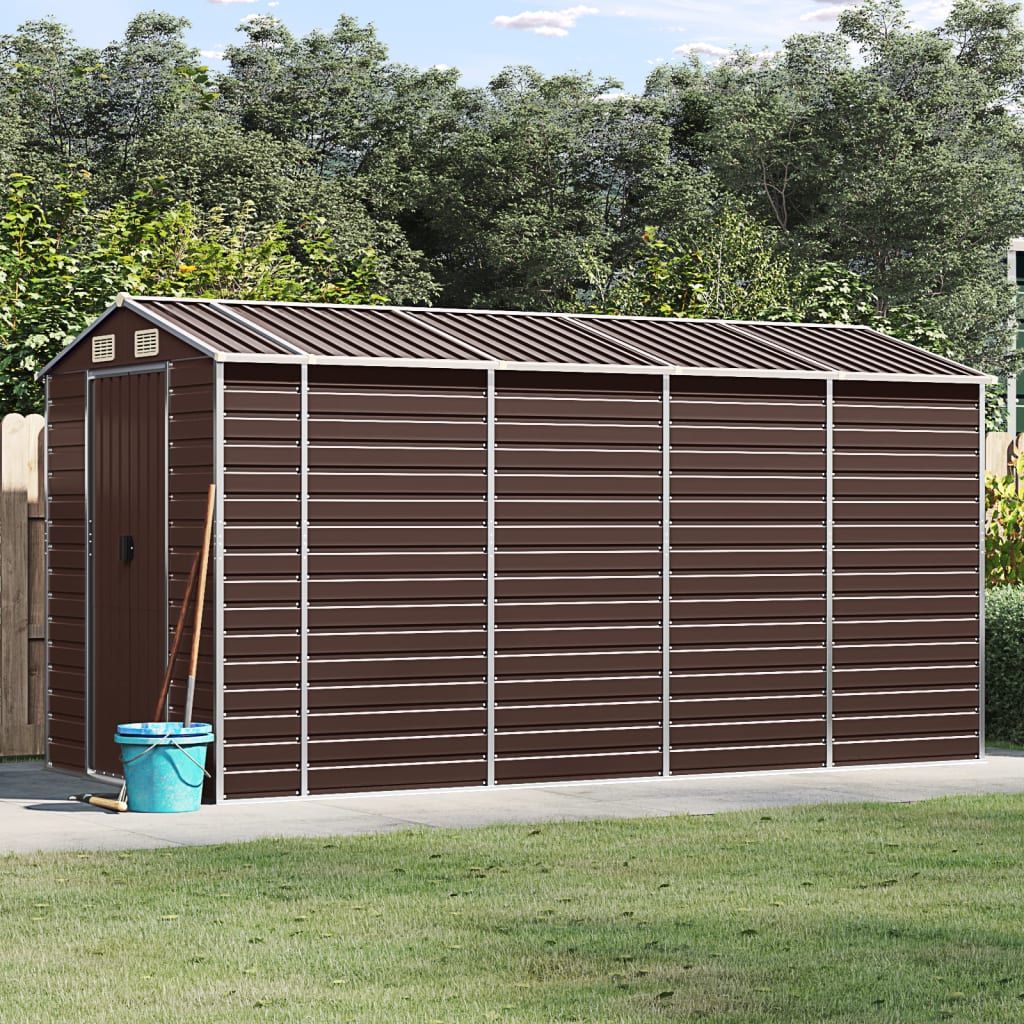 Garden Shed Galvanised Steel Brown 191 x 385 x 198 cm
