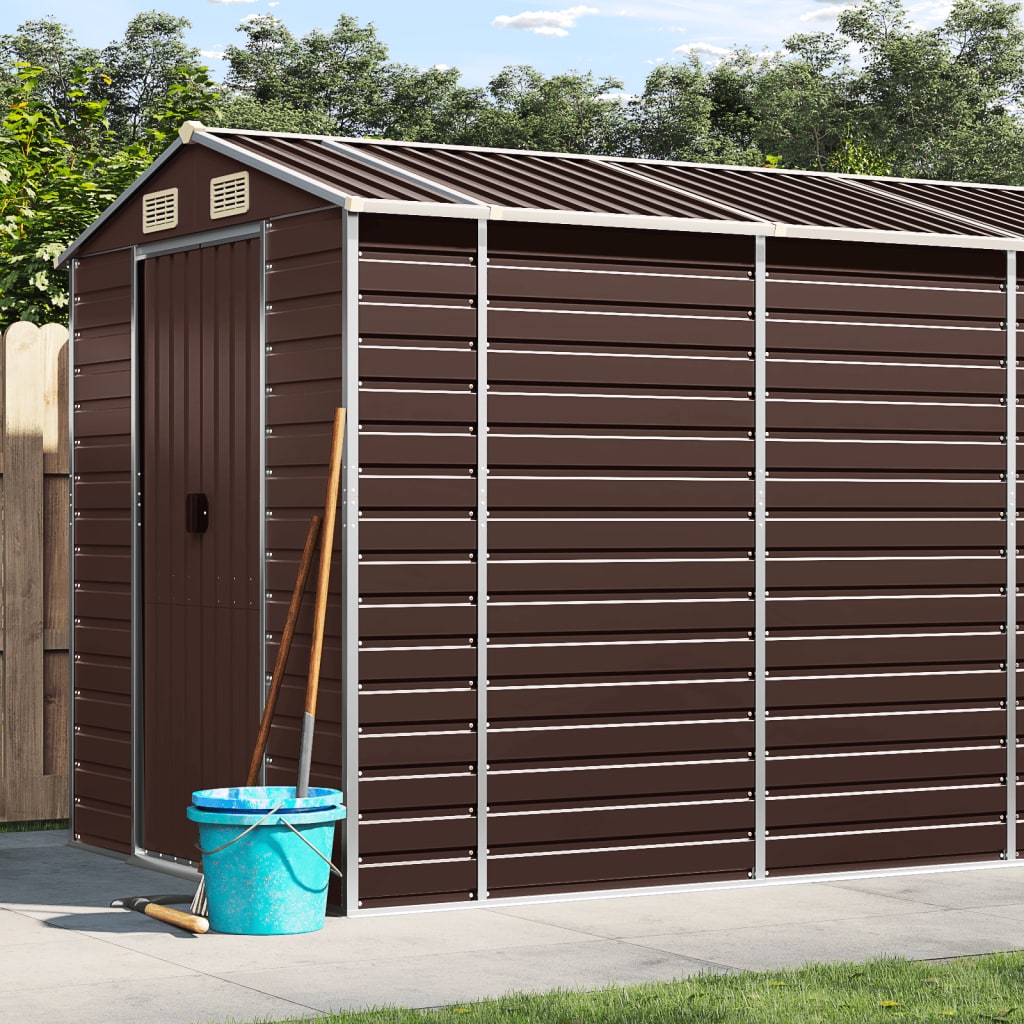 Garden Shed Galvanised Steel Brown 191 x 640 x 198 cm