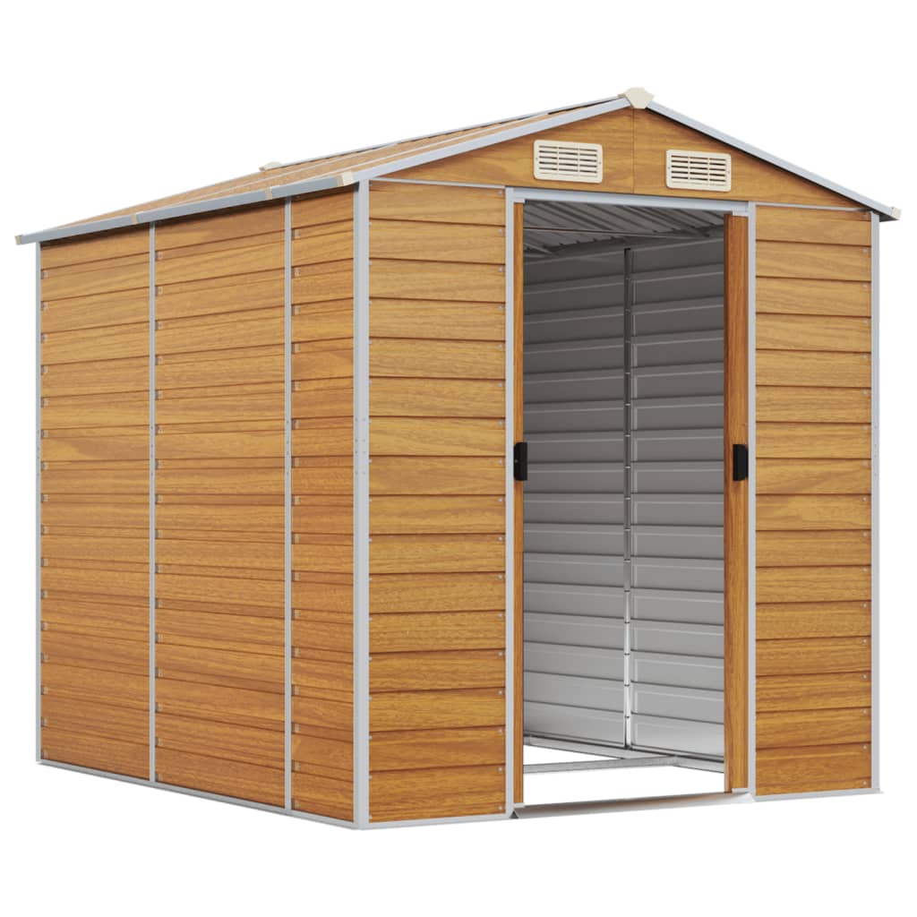 vidaXL Garden Shed Light Brown 191x215x198 cm Galvanised Steel 3