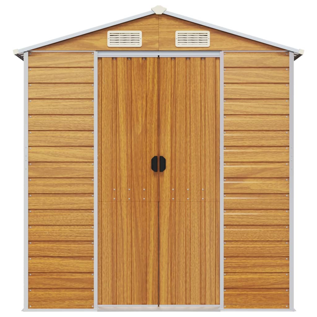 vidaXL Garden Shed Light Brown 191x215x198 cm Galvanised Steel 4