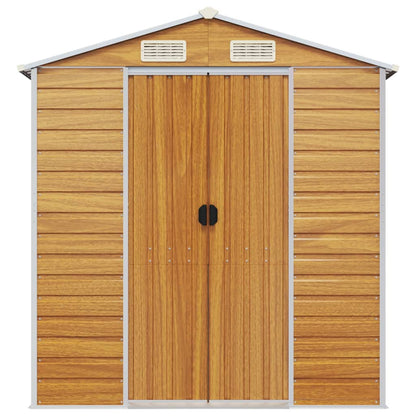 vidaXL Garden Shed Light Brown 191x215x198 cm Galvanised Steel 4