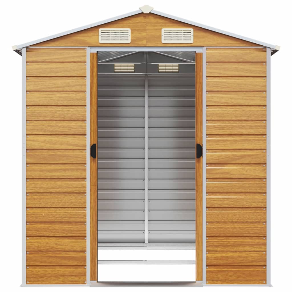 vidaXL Garden Shed Light Brown 191x215x198 cm Galvanised Steel 5