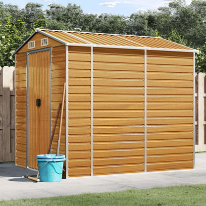 vidaXL Garden Shed Light Brown 191x215x198 cm Galvanised Steel 1