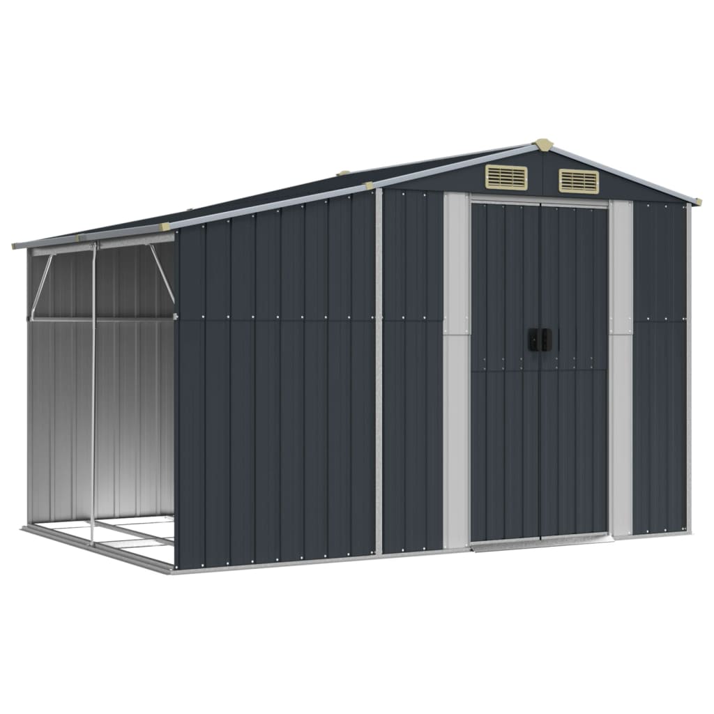 vidaXL Garden Shed Anthracite 277x192,5x179 cm Galvanised Steel 2