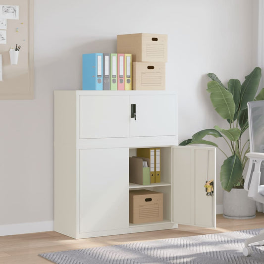 File Cabinet Steel White 90 x 40 x 110 cm