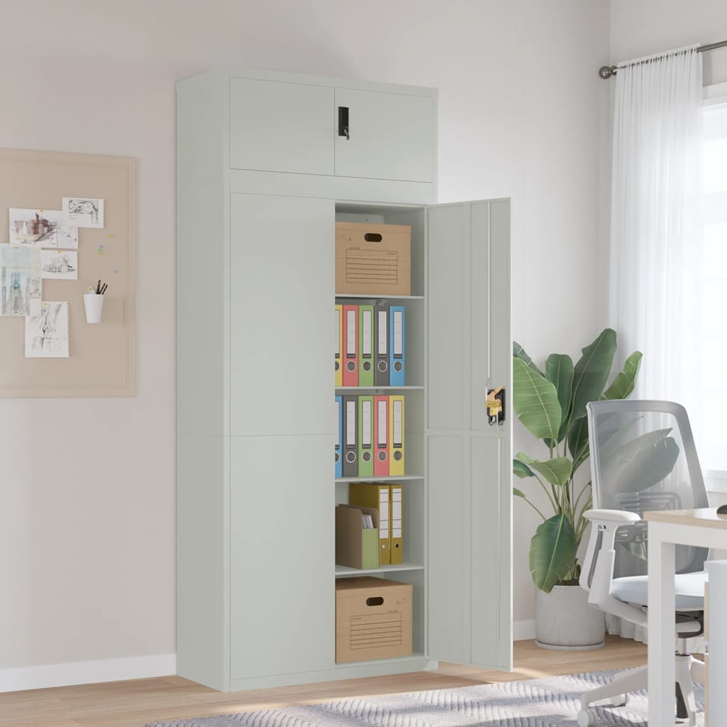 vidaXL File Cabinet Light Grey 90x40x220 cm Steel 1