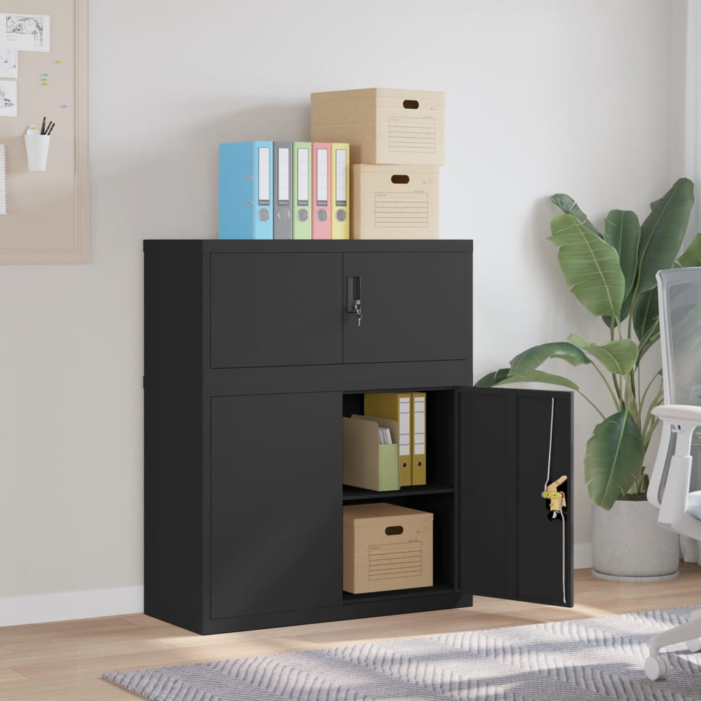 vidaXL File Cabinet Black 90x40x110 cm Steel 1