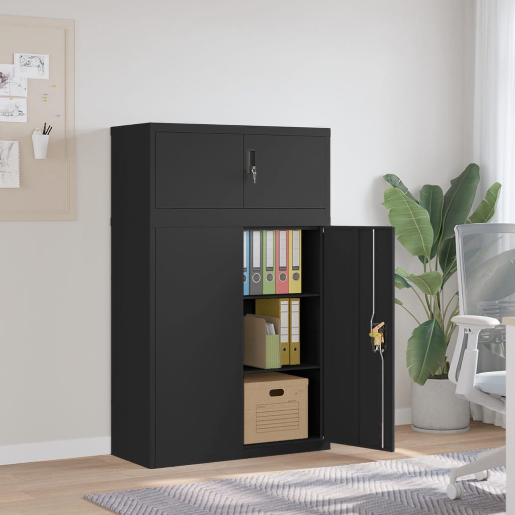 vidaXL File Cabinet Black 90x40x145 cm Steel 1