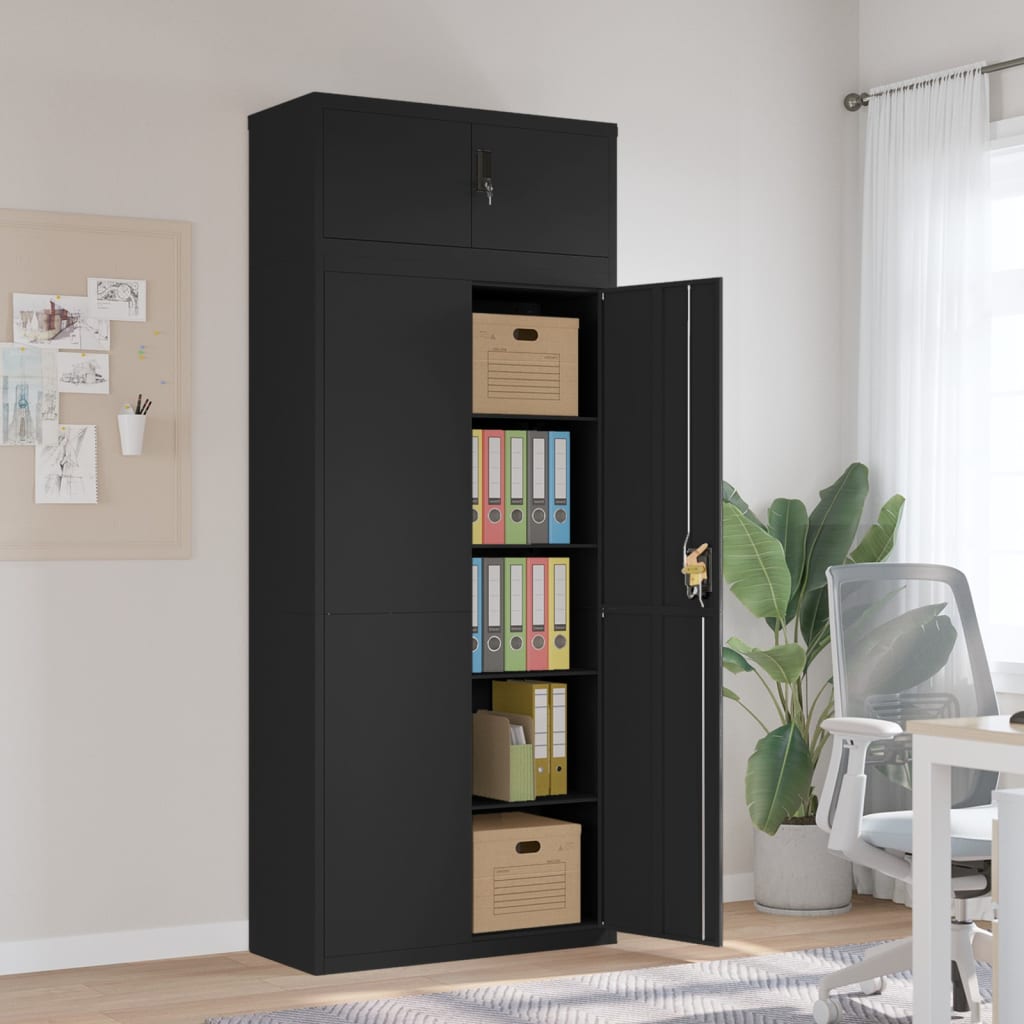vidaXL File Cabinet Black 90x40x220 cm Steel 1