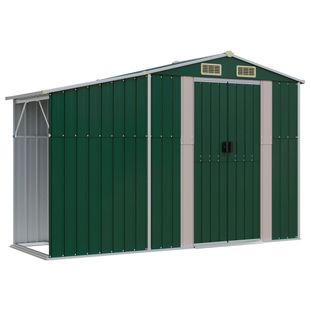 vidaXL Garden Shed Green 277x93x179 cm Galvanised Steel 2