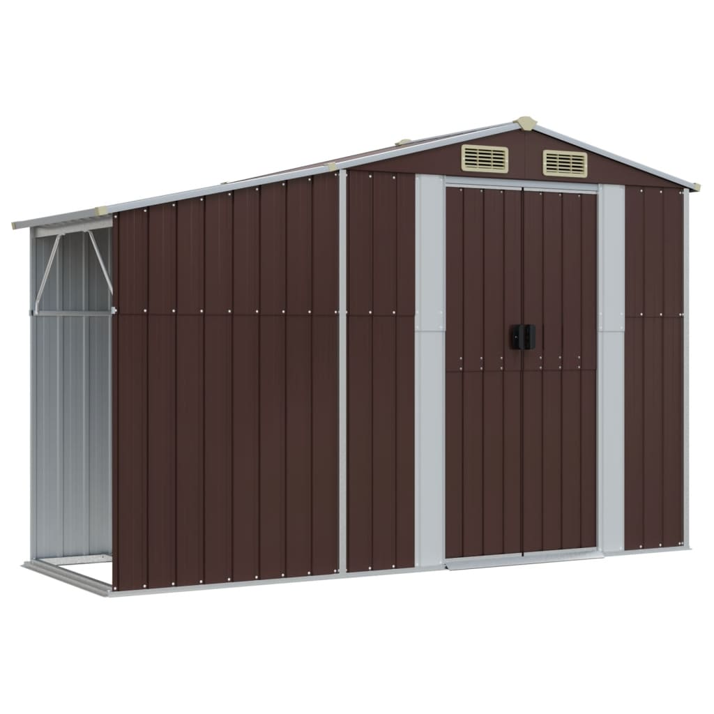 vidaXL Garden Shed Brown 277x93x179 cm Galvanised Steel 2