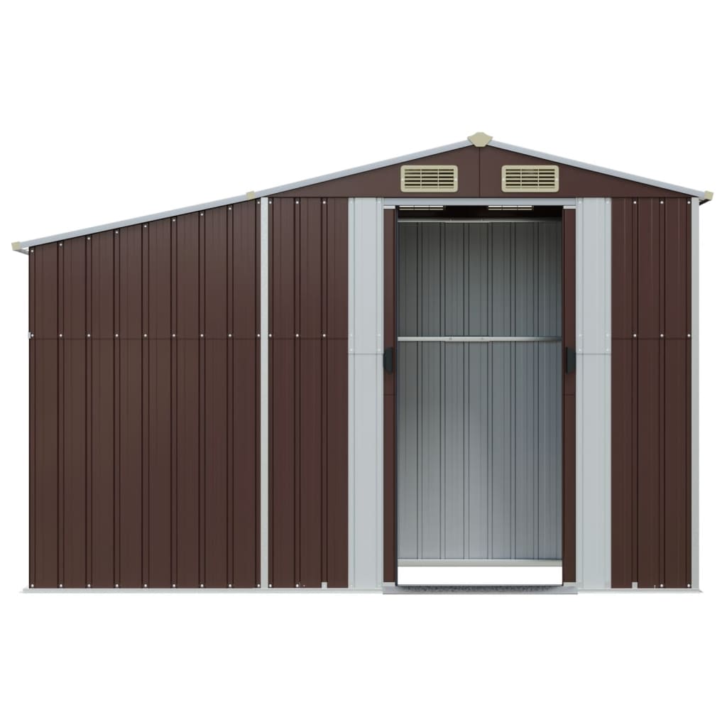 vidaXL Garden Shed Brown 277x93x179 cm Galvanised Steel 4