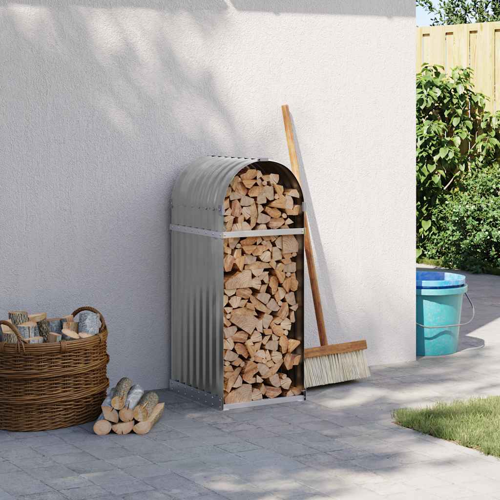 Log Holder Galvanised Steel Light Grey 40 cm