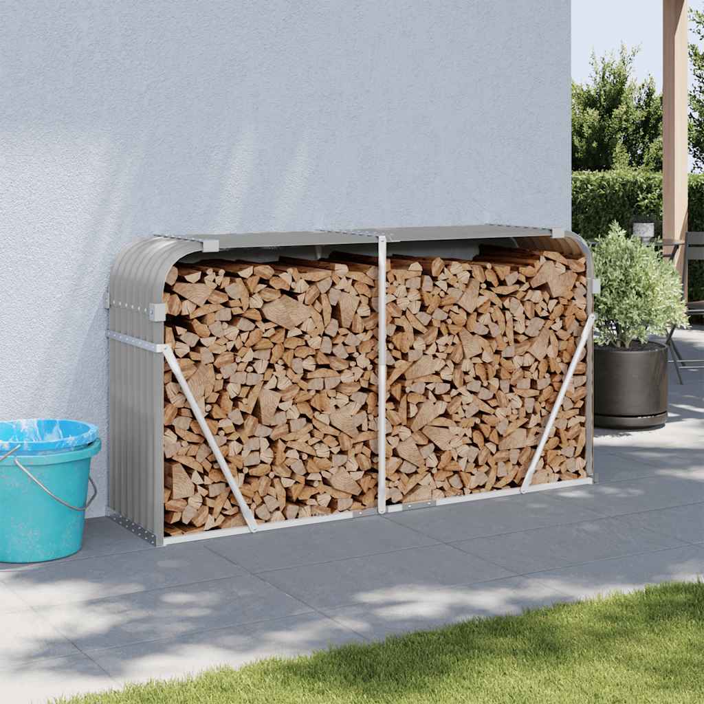 Log Holder Galvanised Steel Light Grey 180 cm